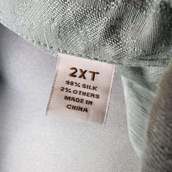 Caribbean Tall Man Silk Blend Palm Damask Print Shirt NWT Sage Green Size 2XT - Picture 3 of 15